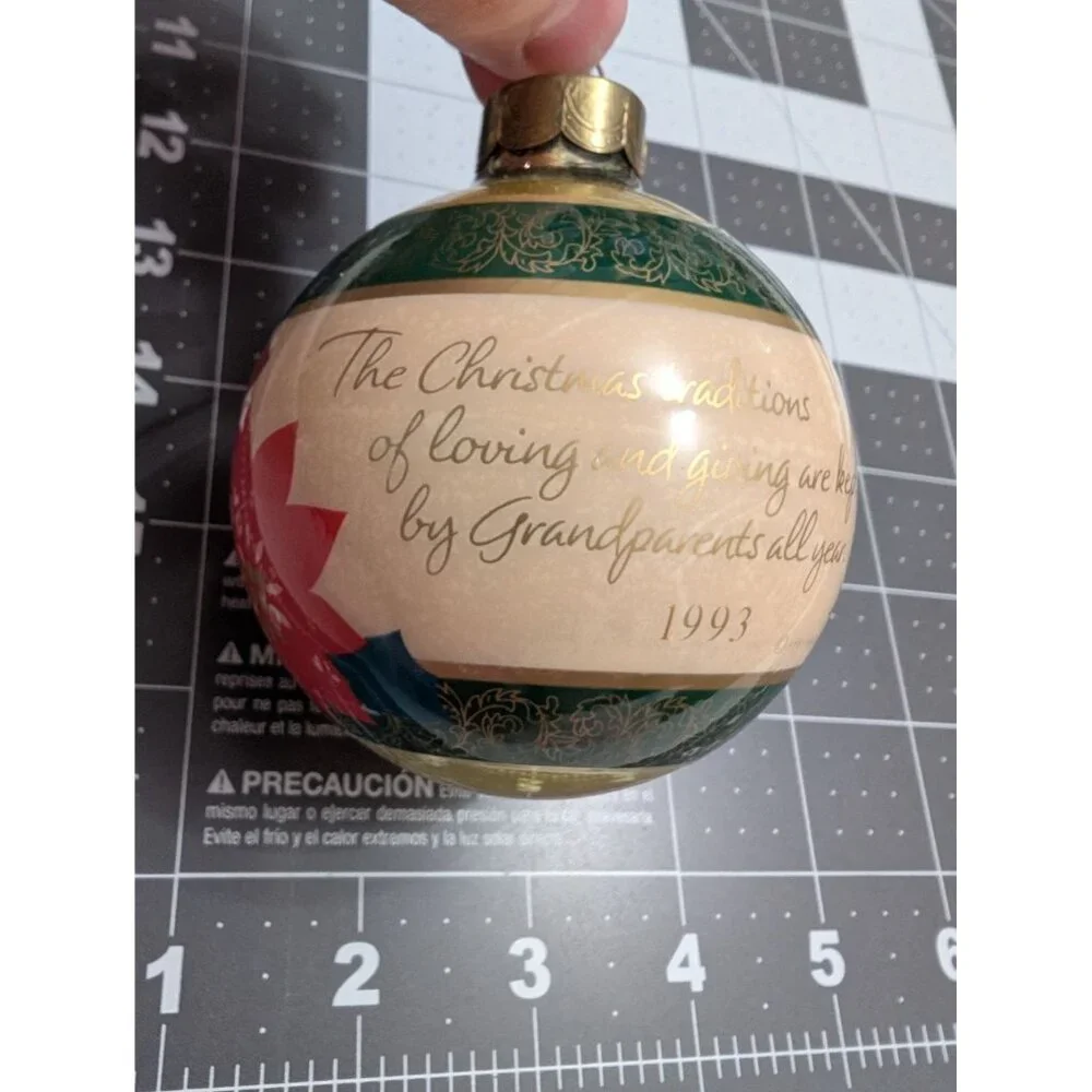 Hallmark Keepsake Grandparents Glass Ball Christmas Ornament 1993‎